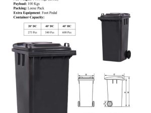 WASTE/DUST BIN 240LITER GREEN  WHEELS-CMR