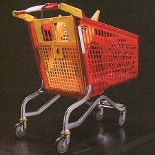 195L POLY STEEL TROLLEY STD DOUBLE FUNCTION BABY SEAT,REAR HOOK FOR BAGS ,LOGO,125MM TENTE WHEELS