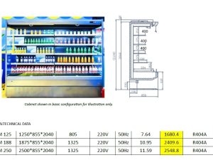 WALL CHILLER OPEN 2.5X0.85X2.04 RAL7016GRY